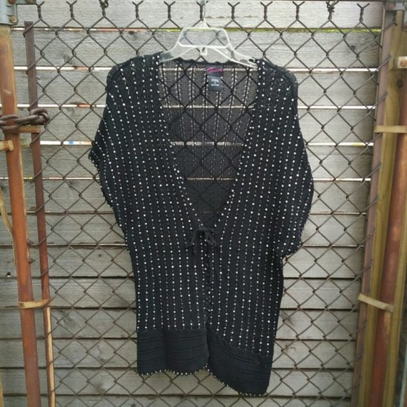 Torrid Crochet Beaded Black Knit Sweater Blouse Plus size 2X - Picture 1 of 4
